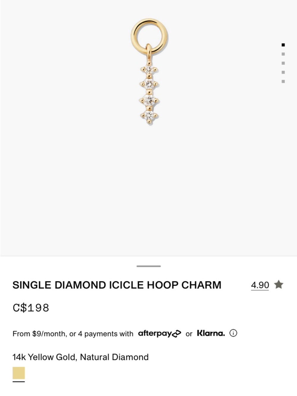 Mejuri 14k Gold Diamond Icicle Charm